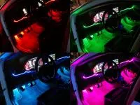 Preview: LETRONIX RGB RGBIC LED Rainbow Fußraumbeleuchtung Module 2er Set für Tesla