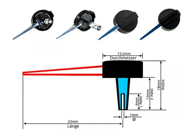 23mm LETRONIX Tachonadel Tachozeiger Tacho Zeiger Nadel in Blau Design 2