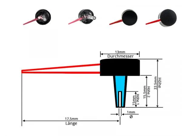 17,5mm LETRONIX Tachonadel Tachozeiger Tacho Zeiger Nadel in Rot Design 3