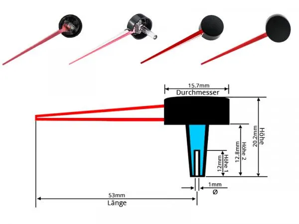53mm LETRONIX Tachonadel Tachozeiger Tacho Zeiger Nadel in Rot Design 3