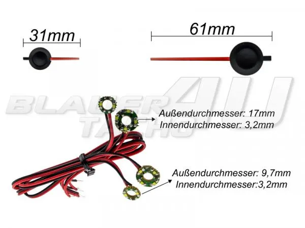 1x SMD LED Nachrüstsatz beleuchtete Zeiger rot + 4x Tachonadeln rot