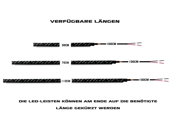 LETRONIX 110cm Full LED Leiste Einfarbig 12V Ambientebeleuchtung Farbauswahl