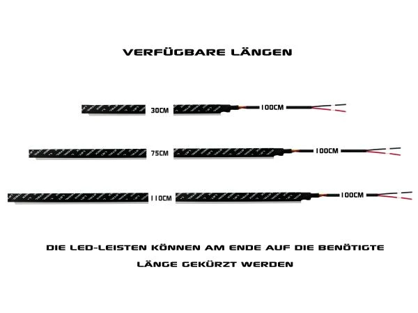 LETRONIX 30cm Full LED Leiste Einfarbig 12V Ambientebeleuchtung Farbauswahl