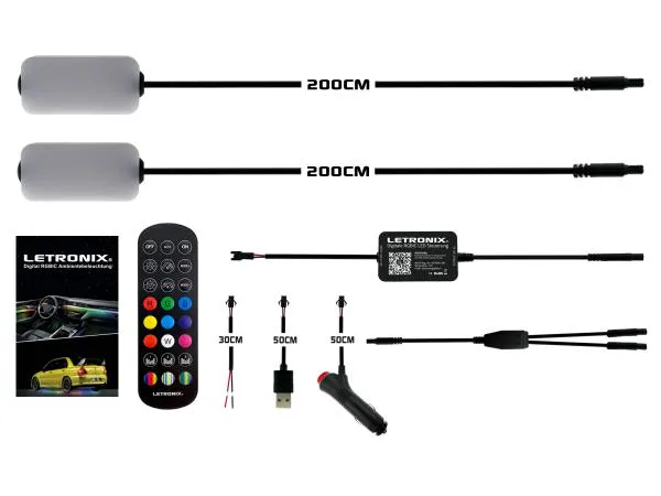 LETRONIX RGB Full LED Rainbow Fußraumbeleuchtung 2er Set RGBIC LED-Modul