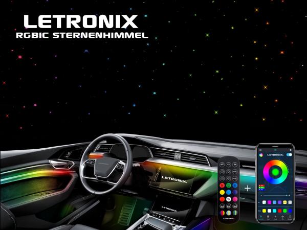 12V RGB LED Auto Dachhimmel Sternenlicht Lampe 300Stücke Glasfaser  Bluetooth APP