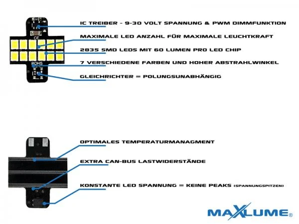 MaXlume® 12x SMD 2835 CAN-Bus 720LM 12V für BMW LED Innenraum Modul