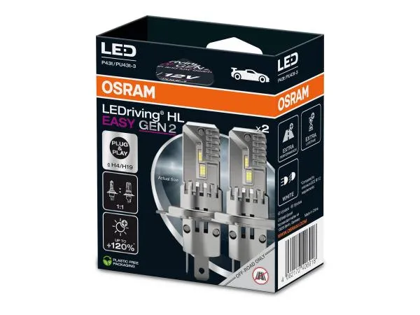 OSRAM LEDriving LED Abblendlicht EASY GEN2 H4 / H19 12V 18.7W/19W P43t/PU43t-3 6500K