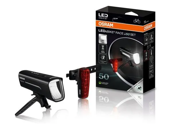 OSRAM LEDsBIKE® RACE 50 Set 50 Lux LED Fahrradlampen Fahrradlicht Front & Rücklicht