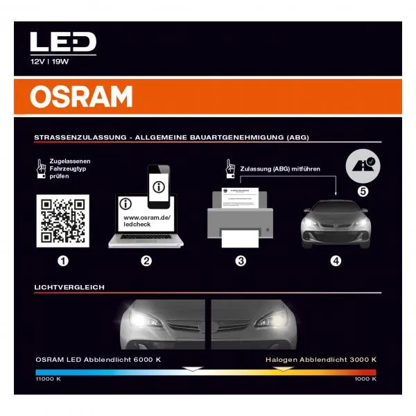 OSRAM Night Breaker H7 LED GEN2 Abblendlicht für Adria Sonic Matrix Coral ab 2014