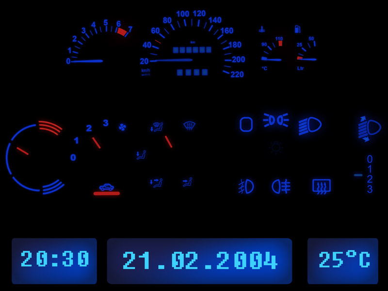 Blauer Tacho + MID Display Opel Astra F Vectra A PnP (Tachobeleuchtung  Blau), LED Tacho- & Armaturenbel.