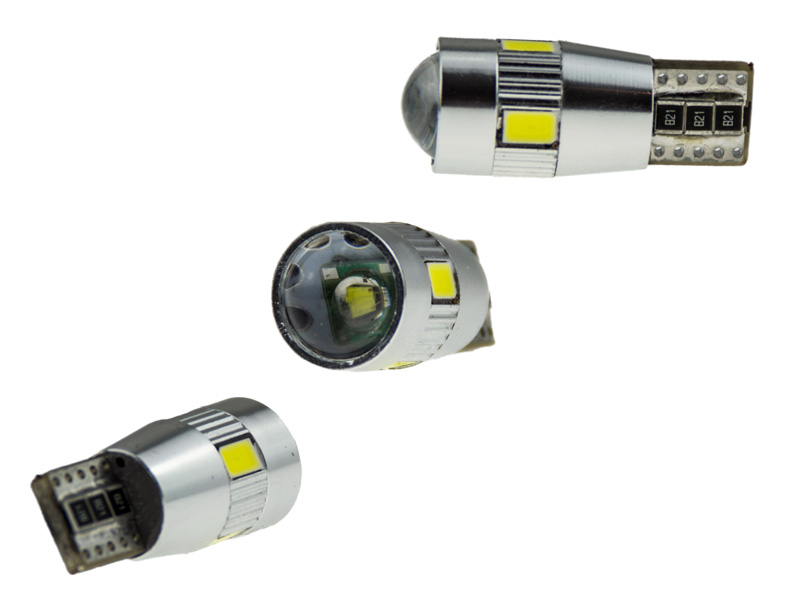 5 SMD LED Glassockel 12V, w5w T10, Weiß, mit CanBus