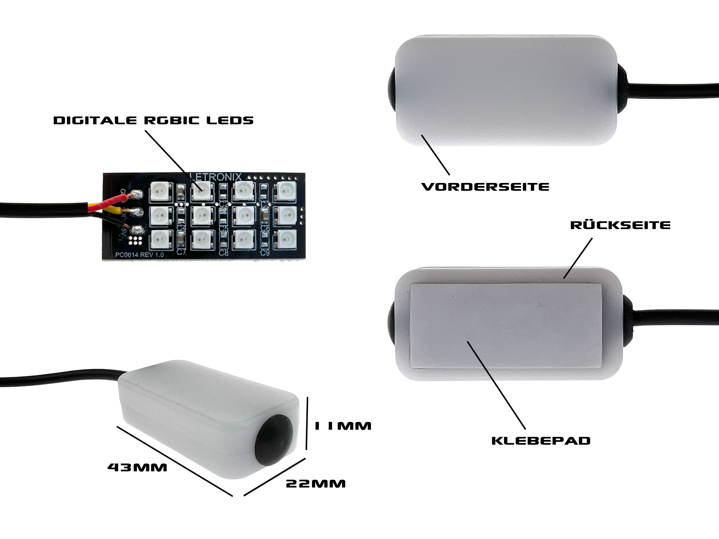 LETRONIX LED-Modul Ablagefach / Türgriff für RGBIC Full LED  Ambientebeleuchtung