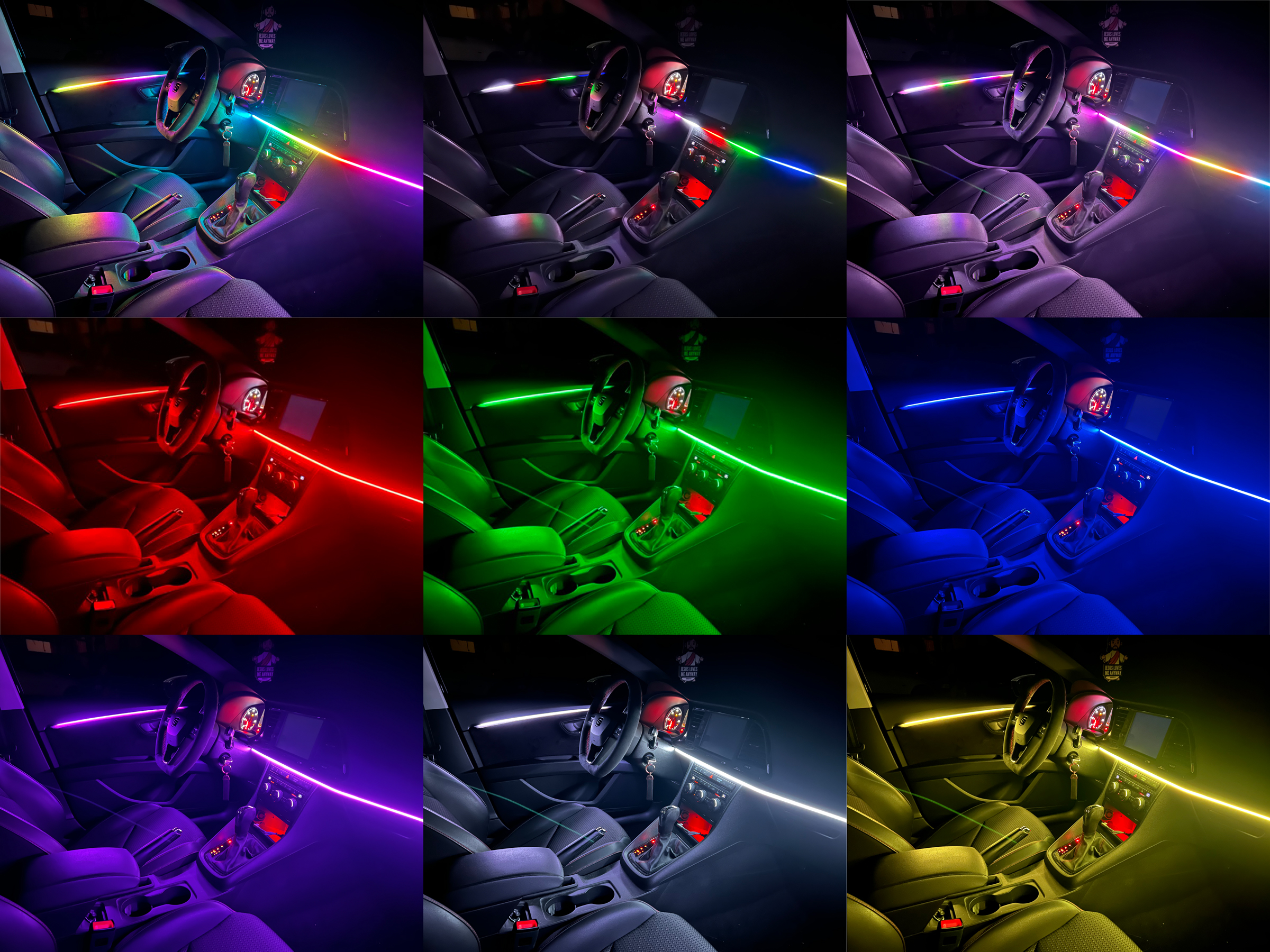 LETRONIX LED 4er Set RGB Fußraumbeleuchtung Full RGBIC 25cm LED Rainbow -Leisten