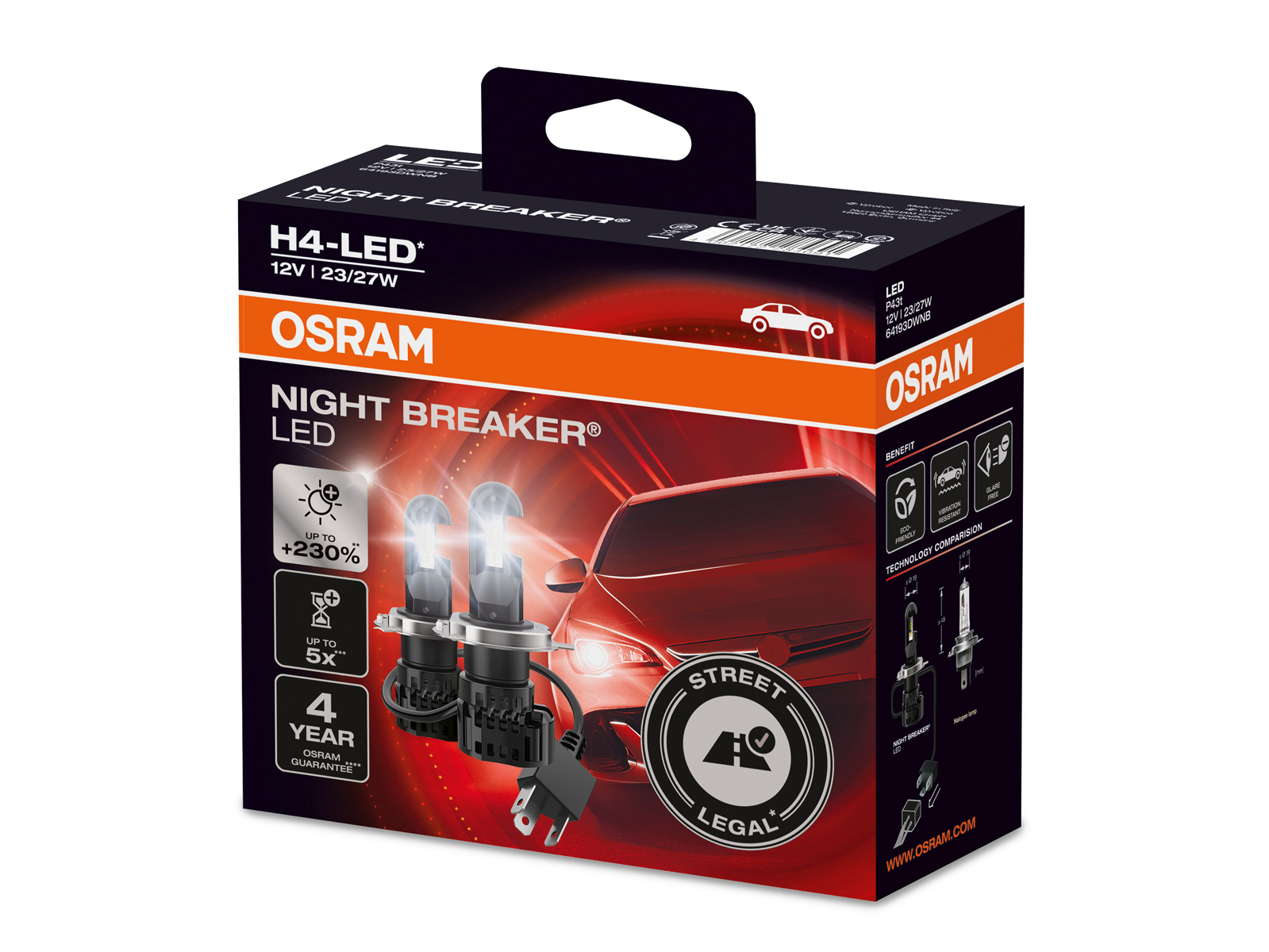 OSRAM H4 LED Night Breaker für Ford Ecosport Typ JK8 ab 2012 mit  Straßenzulassung - 64193DWNB