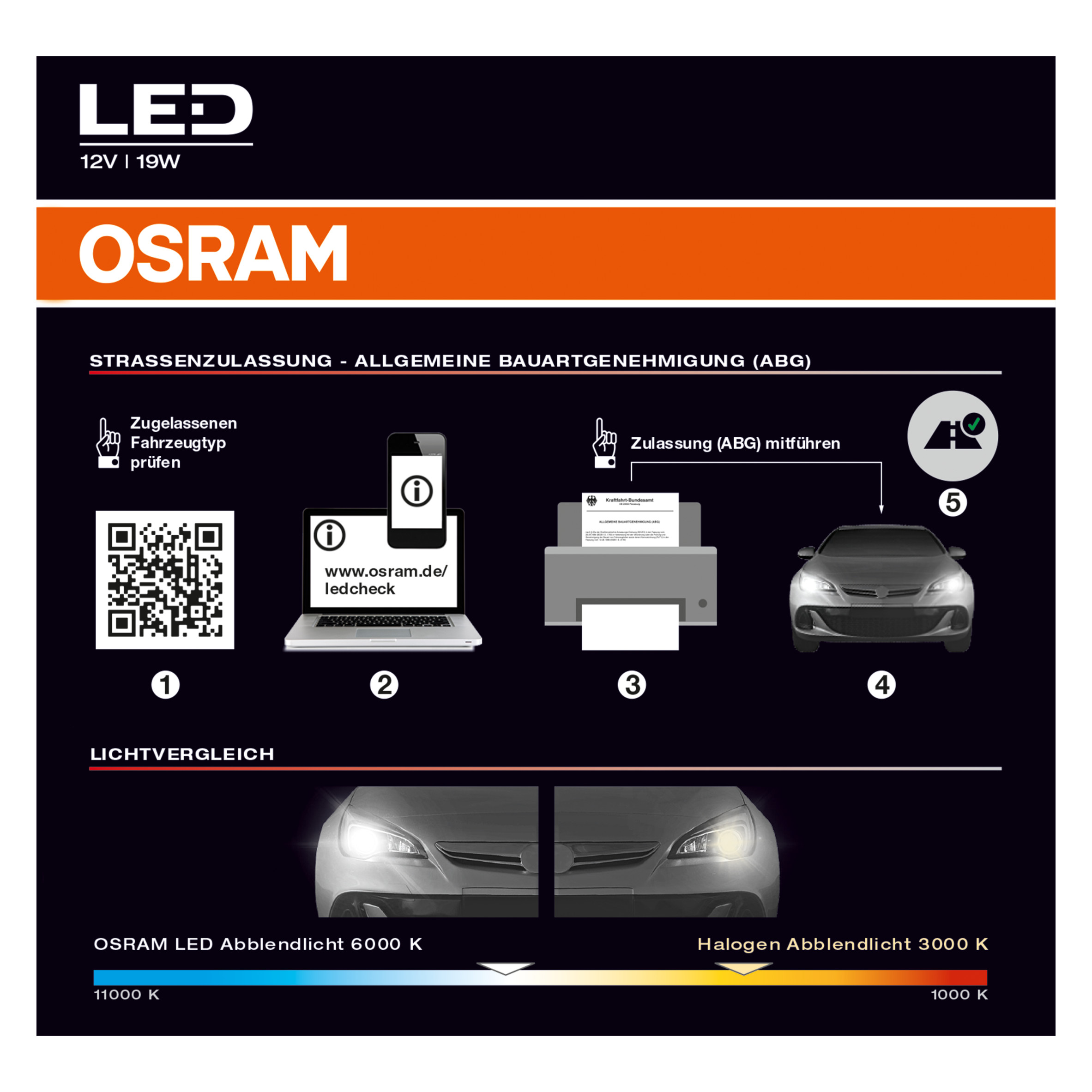 OSRAM NIGHT BREAKER H7-LED; erstes legales LED H7 Abblendlicht mit  Straßenzulassung in Deutschland & Österreich + 64210DA03-1 LEDriving  Adapter für