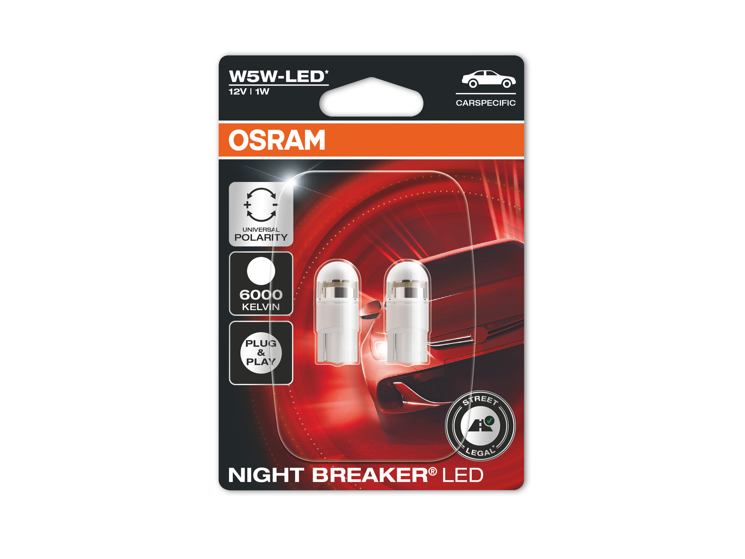 OSRAM LED W5W Night Breaker Standlicht 12V 6000K mit Straßenzulassung -  2825DWNBC-02B