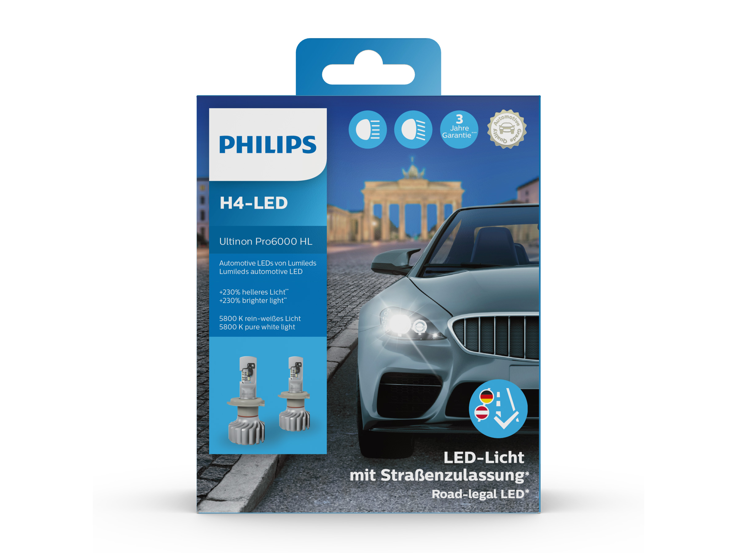 Philips Ultinon Pro6000 H4 LED für VW T5 2003-2009 mit Straßenzulassung -  11342U6000X2
