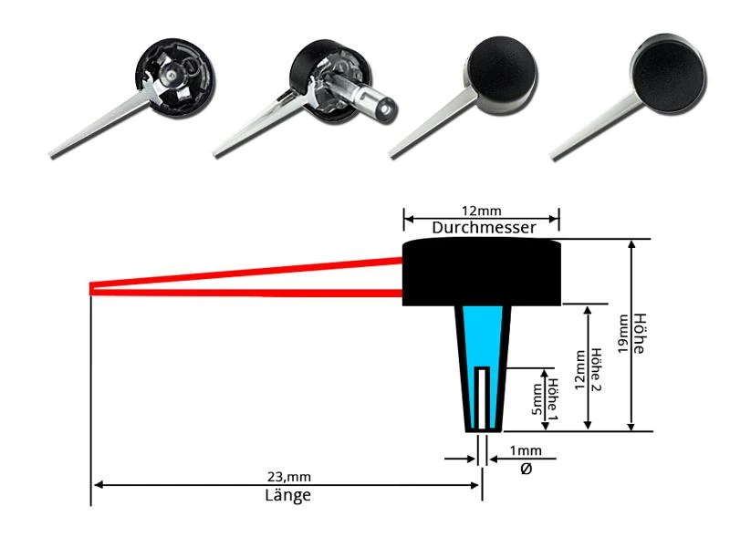 23mm LETRONIX Tachonadel Tachozeiger Tacho Zeiger Nadel in Weiß Design 1