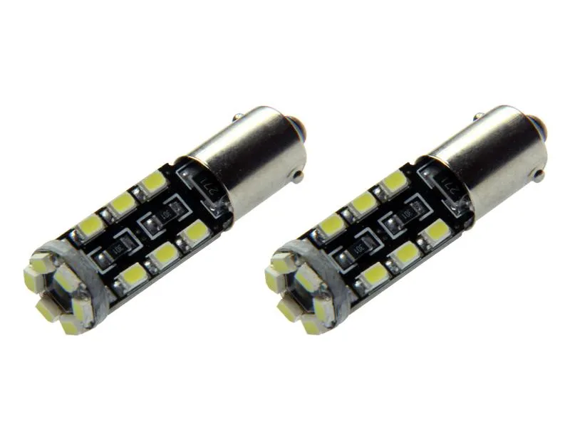 2x 18 SMD 1210 LED Leuchtmittel Weiß 6000K Can-Bus ba9s T4W