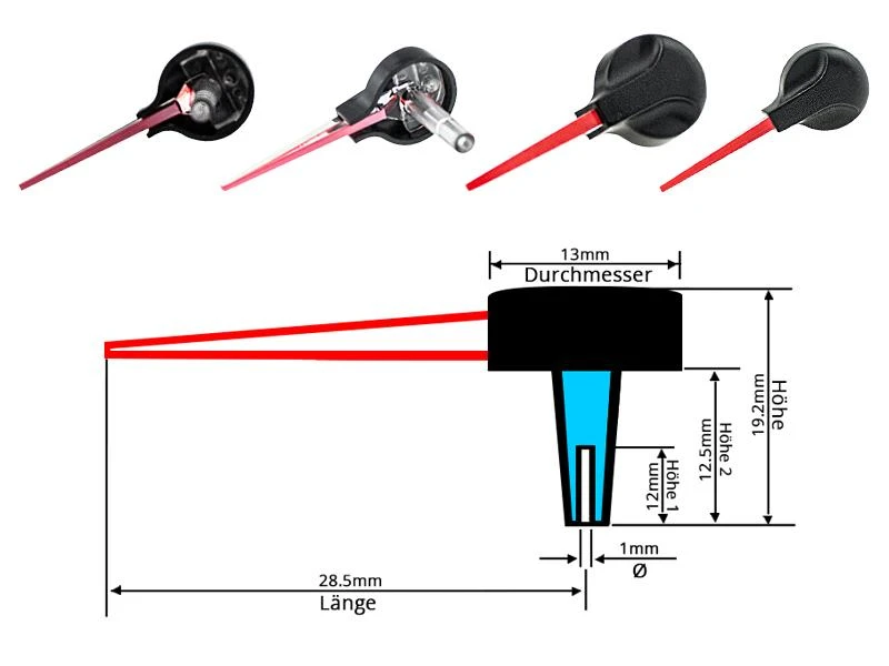 28,5mm LETRONIX Tachonadel Tachozeiger Tacho Zeiger Nadel in Rot Design 5
