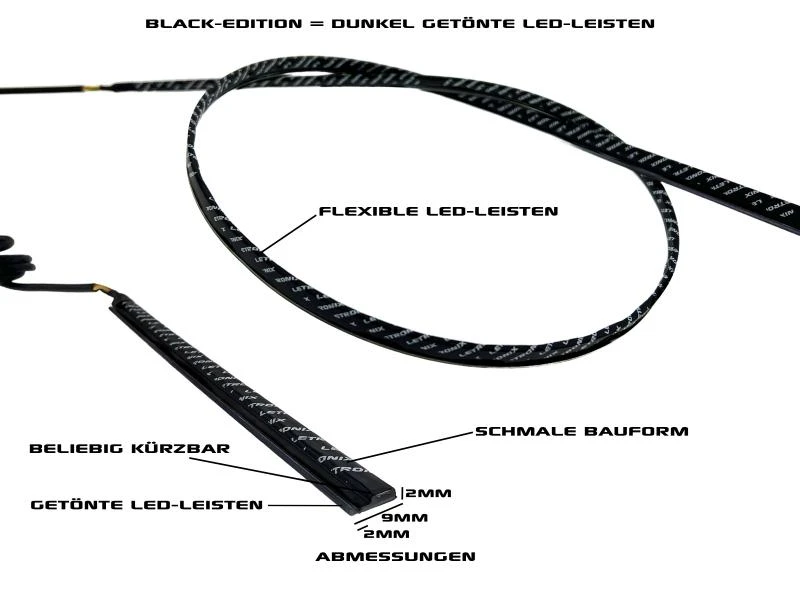 LETRONIX 30cm RGBIC LED-Leiste BLACK-Edition für RGBIC Full LED Ambientebeleuchtung