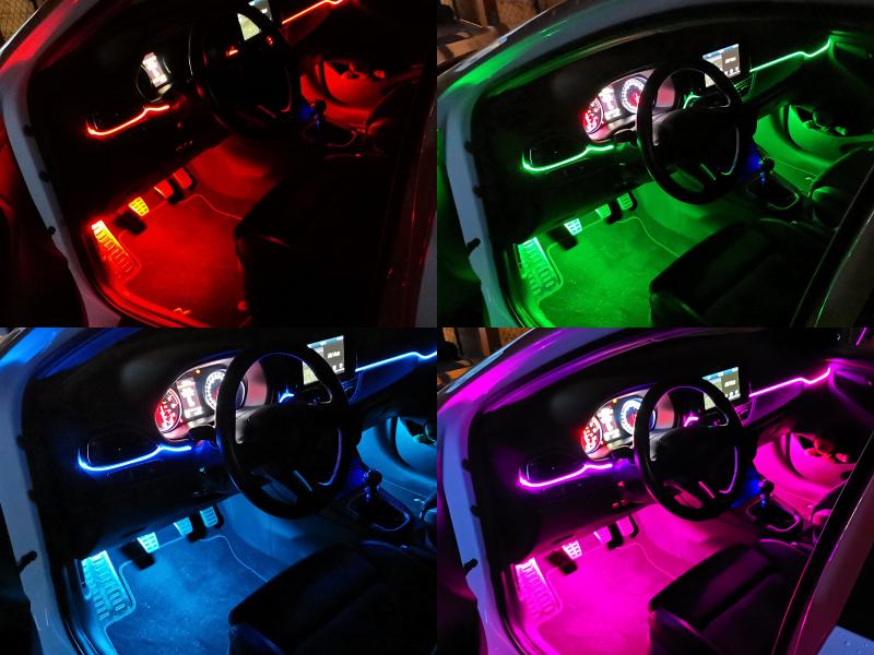 RGB LED Innenraumbeleuchtung Auto Ambiente Fußraumbeleuchtung App