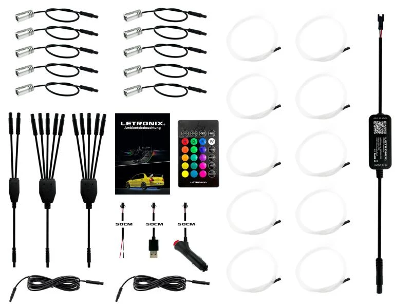 LETRONIX RGB LED Sternenhimmel 10er Set mit 1040 Sternen/Fasern und App Steuerung