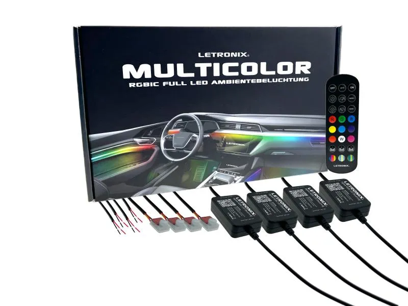 LETRONIX RGBIC Full LED Rainbow Ablage oder Türgriffbeleuchtung für 4 Türen