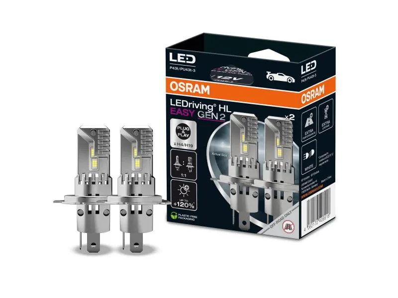 OSRAM LEDriving LED Abblendlicht EASY GEN2 H4 / H19 12V 18.7W/19W P43t/PU43t-3 6500K