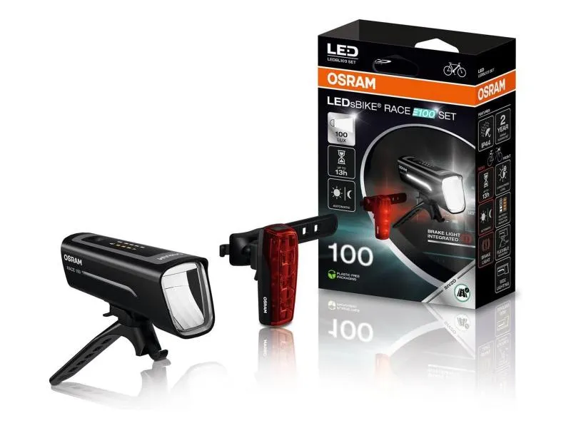 OSRAM LEDsBIKE® RACE 100 Set 100 Lux LED Fahrradlampen Fahrradlicht Front & Rücklicht