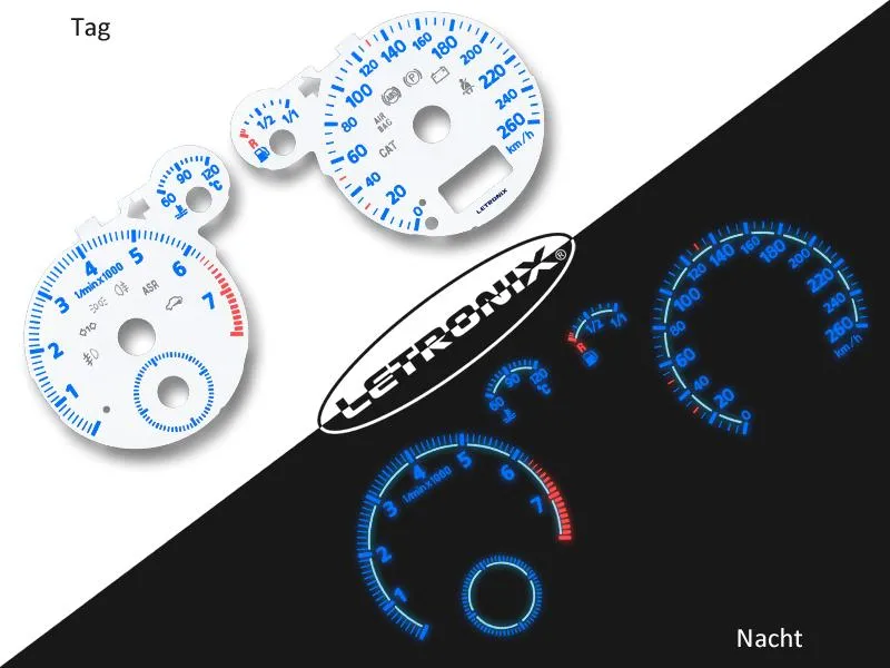 Plasma Tacho Tachoscheiben für Audi A3 0-260Km/h 7000U/Min