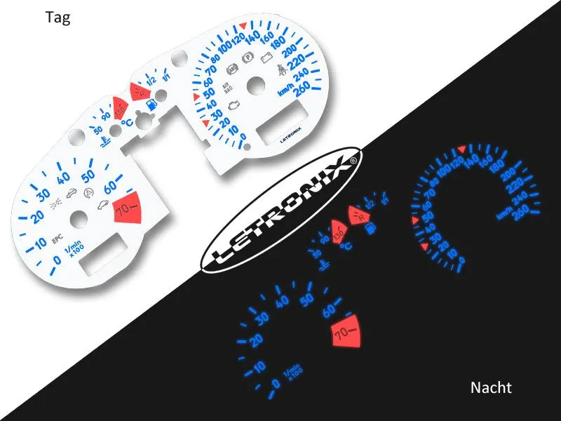 Plasma Tacho Tachoscheiben für Audi TT 0-260Km/h 7000U/Min