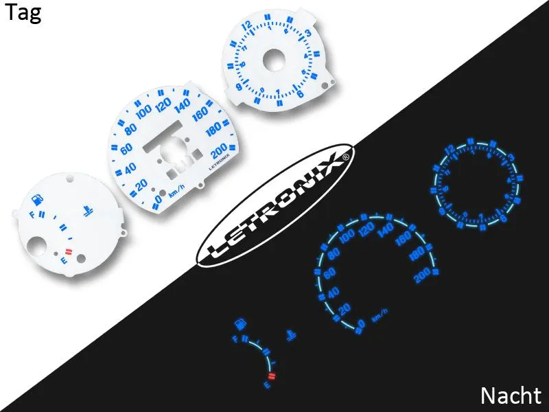 Plasma Tacho Tachoscheiben für Fiat Punto MK1 0-200Km/h mit Uhr