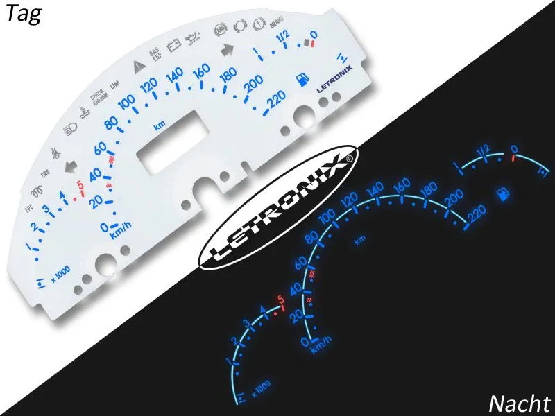 Plasma Tacho Tachoscheiben für Mercedes A-Klasse W168 0-220Km/h 5000U/Min