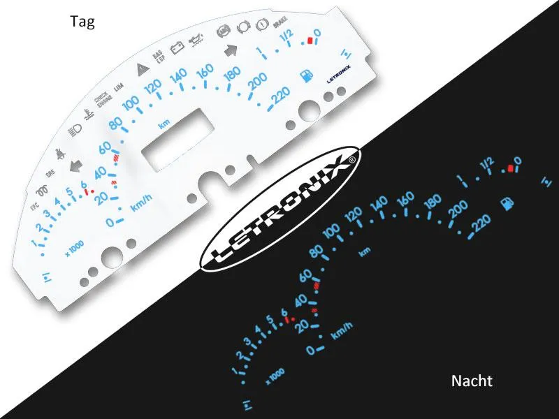 Plasma Tacho Tachoscheiben für Mercedes A-Klasse W168 0-220Km/h 6000U/Min