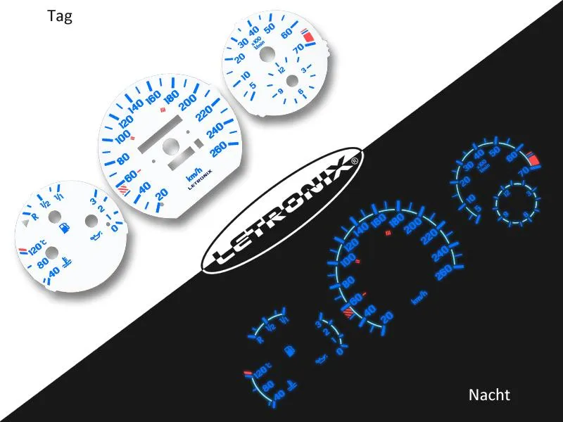 Plasma Tacho Tachoscheiben für Mercedes E-Klasse W124 20-260Kmh 7000U/Min